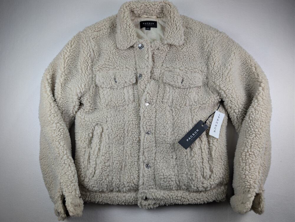 PacSun Cream Tan Sherpa Teddy Fleece Jacket Small Quilted Lined
